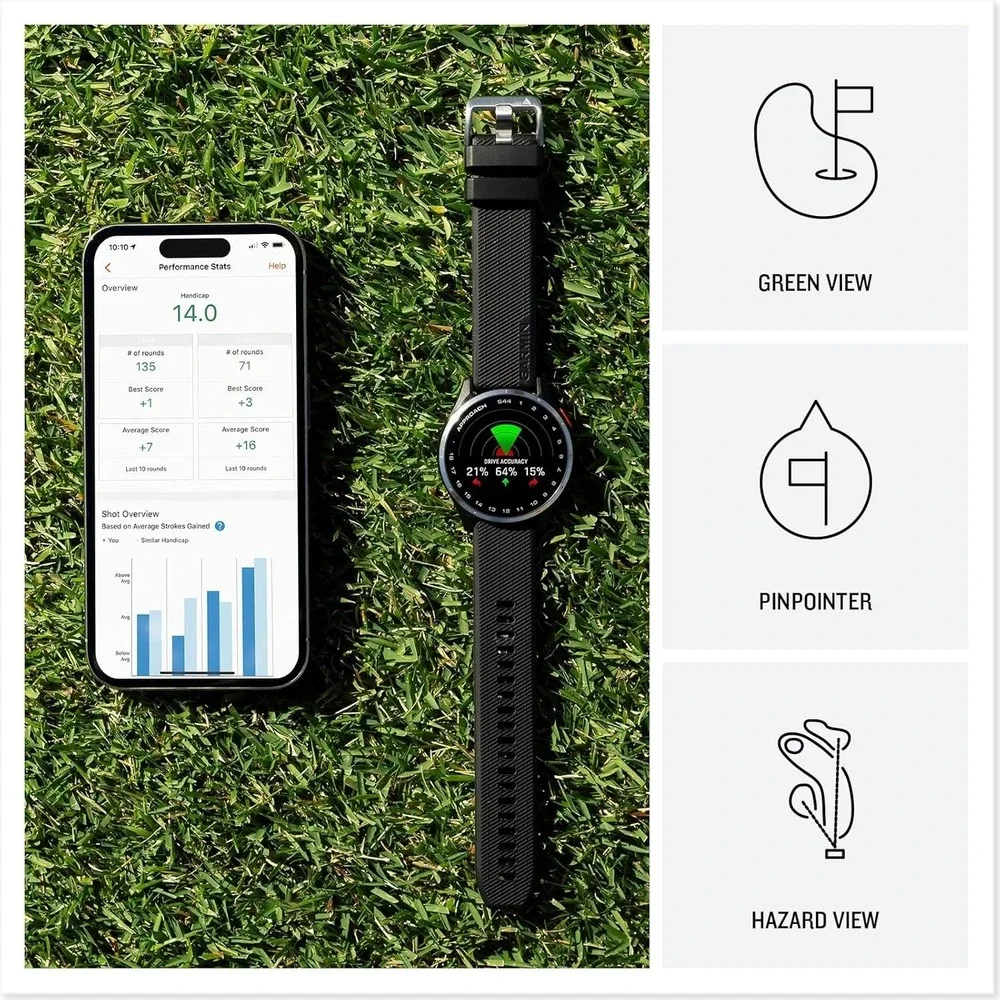 New! Garmin Approach S44 GPS Golf Course Smartwatch 1.2